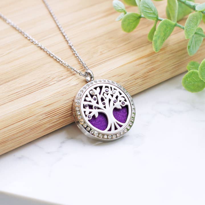 Matrix Aromatherapy - Wholesale Aromatherapy Necklace - Jeweled Tree of Life Essential Oil Diffuser Necklace