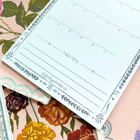 glad you're here co - Wholesale Calendar - 2026 Vintage Birth Flower Calendar • Hand‑Painted Botanical Wall / Desk Calendar • Cottagecore Floral Illustration Gift4