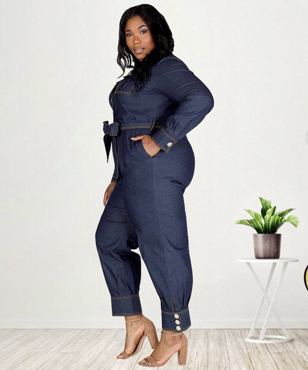 Aria Romance - Vente Combinaison – femme - Combinaison en jean décontractée à col en V2