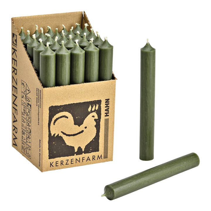 Wurm - Wholesale Christmas Decoration - Taper candle pine green solid-colored Ø 2x18 cm burning time approx. 8 hours.