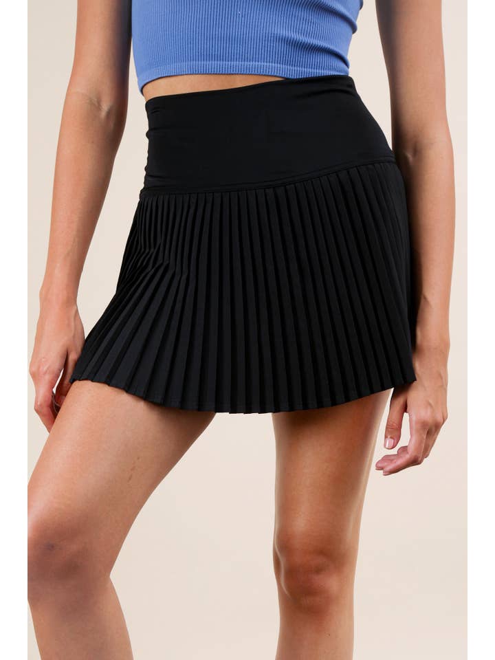 VERY J - Wholesale Athletic Skirt - Women's - NS50133-Pleated Activewear Skirt with Shorts Inside