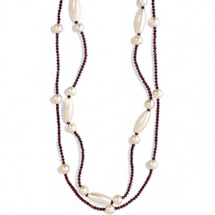 Lange Kustparel & Bourgondische Ketting | Statement Sieraden voor wholesale door Bijoux Envie Statement Jewelry