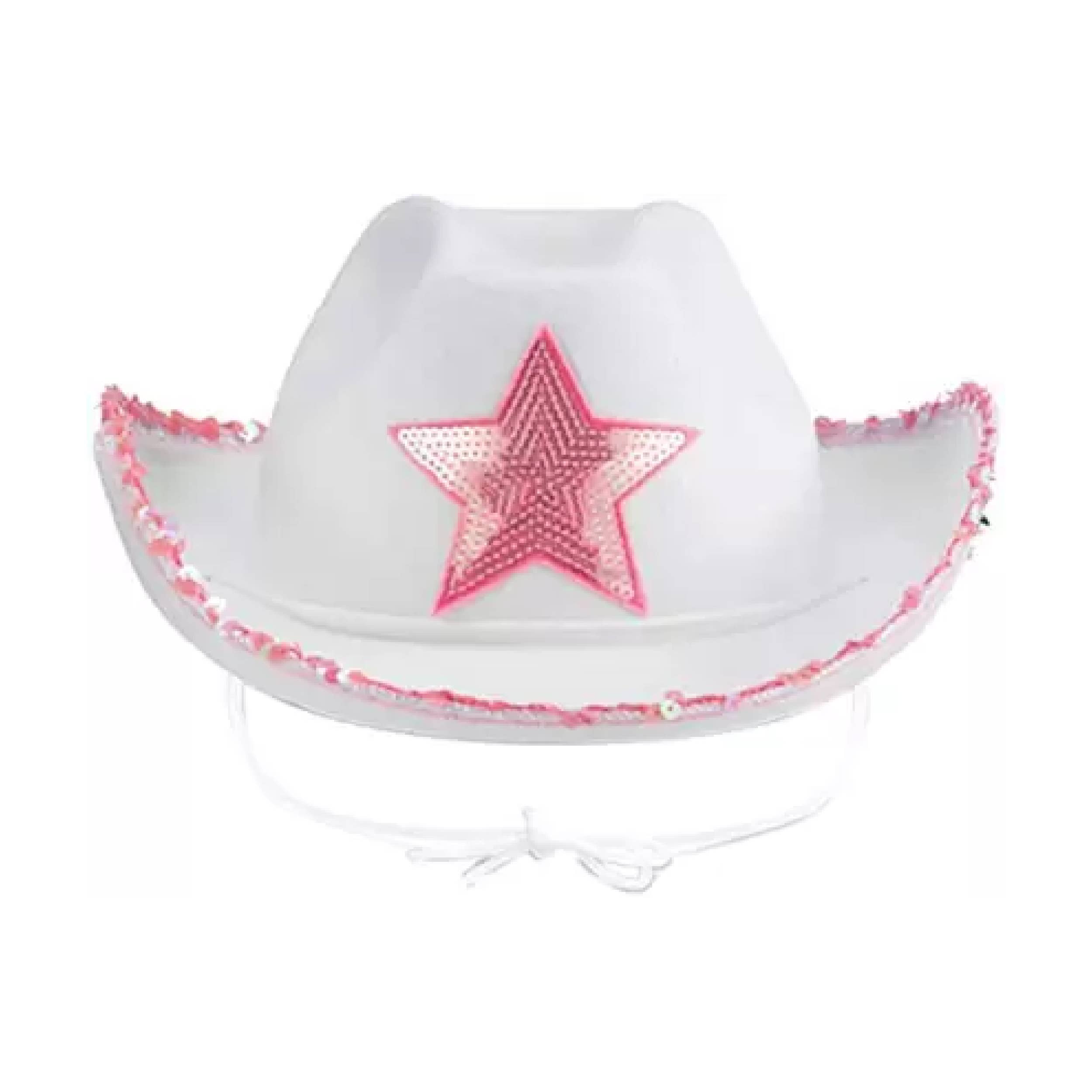 HALLEE - Wholesale Cowboy Hat - Women's - White Felt Cowgirl Hat with Pink Star2