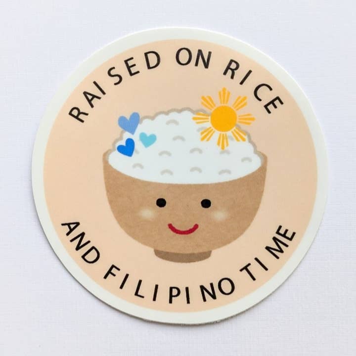 Cute Filipino Rice Bowl Stickers Funny Water Bottle Sticker for wholesale by Paper Picture Mama