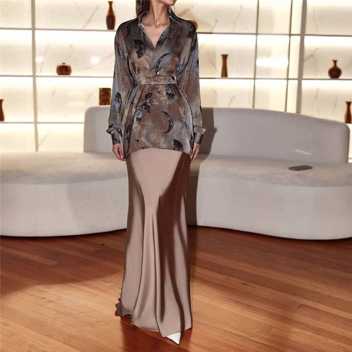 Print Shirt A-lijn Rok Set voor wholesale door Plush Looks