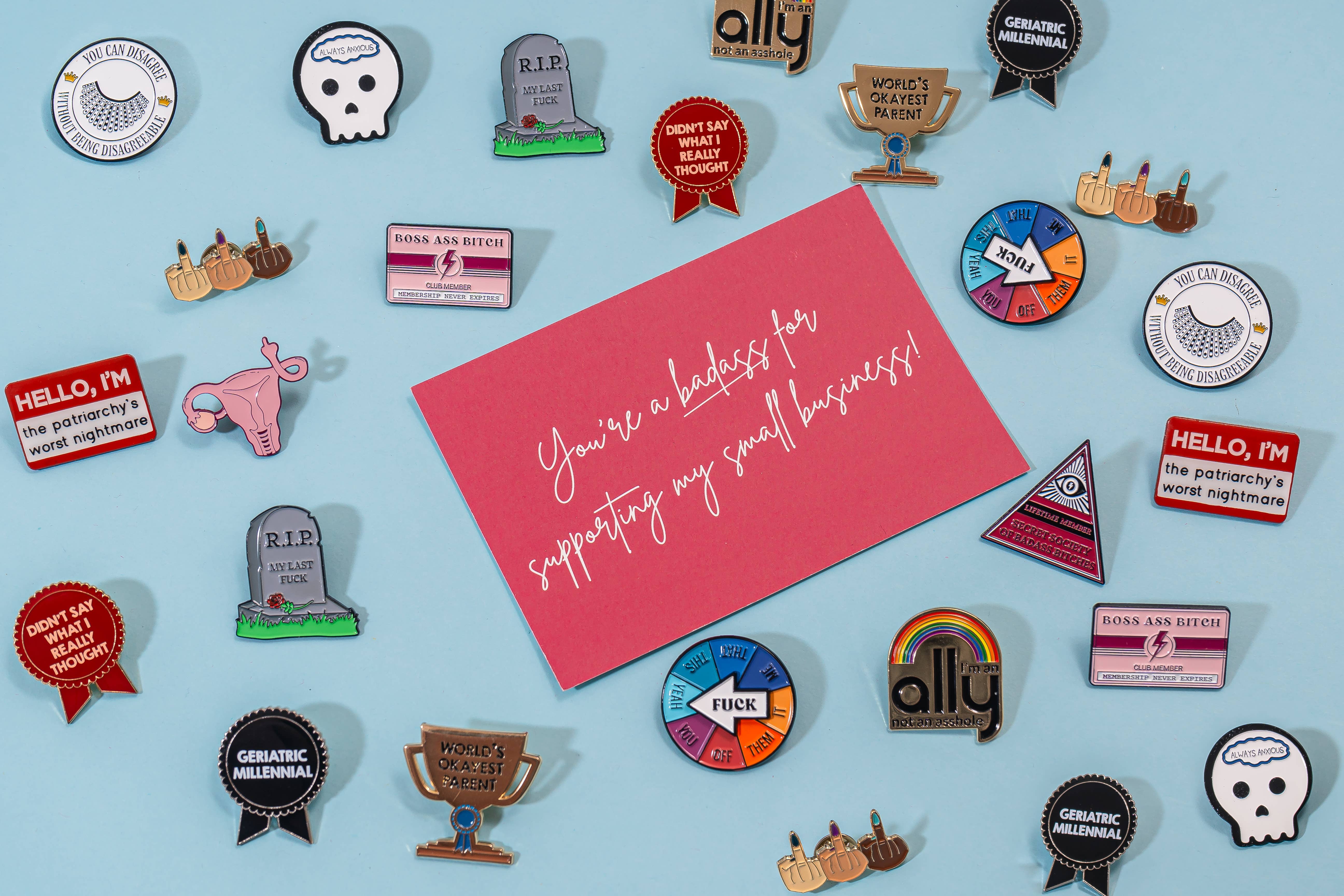 SHEWOLF Designs - Wholesale Lapel Pin/Button - Pin: RIP My Last Fuck — Funny NSFW Gift for Halloween Lovers2