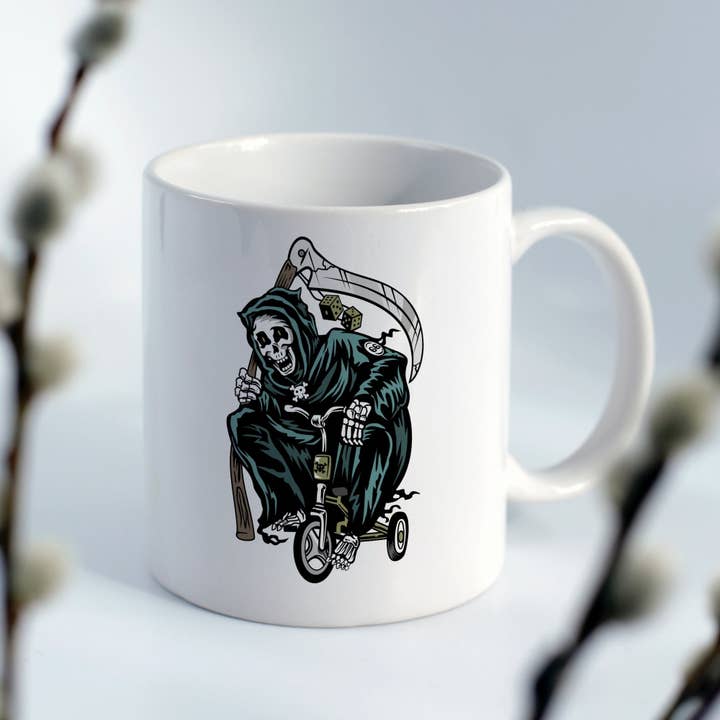 Sticker Bull - Wholesale Coffee Mug - Tricycle Grim Reaper 11oz Coffee Mug8