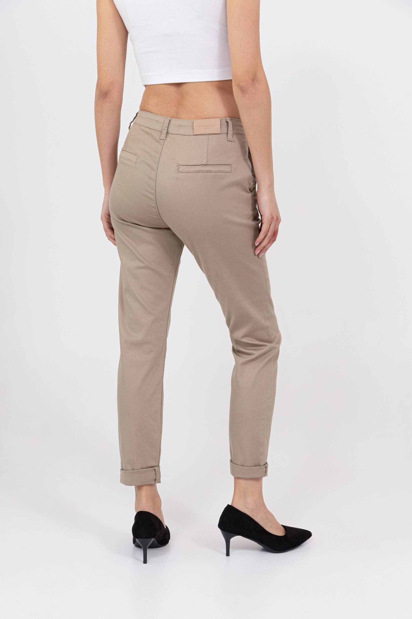 Nina Carter - Vente Pantalon – femme - Pantalon chino stretch taille haute confort Nina Carter J25041