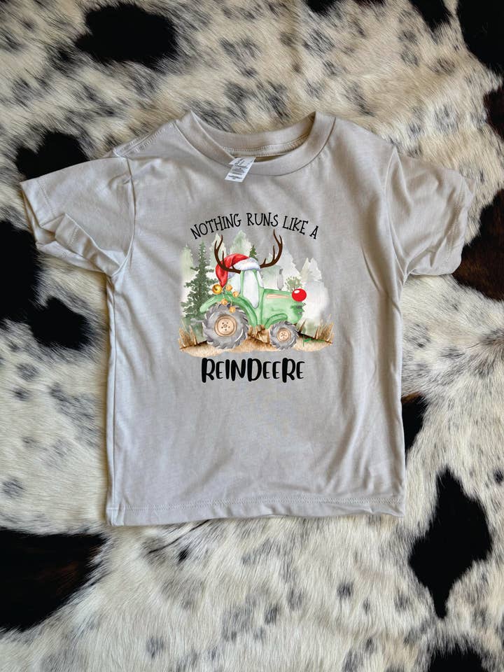 Kids Nothing Runs like a Reindeer Christmas Tee for wholesale by Bar A Apparel