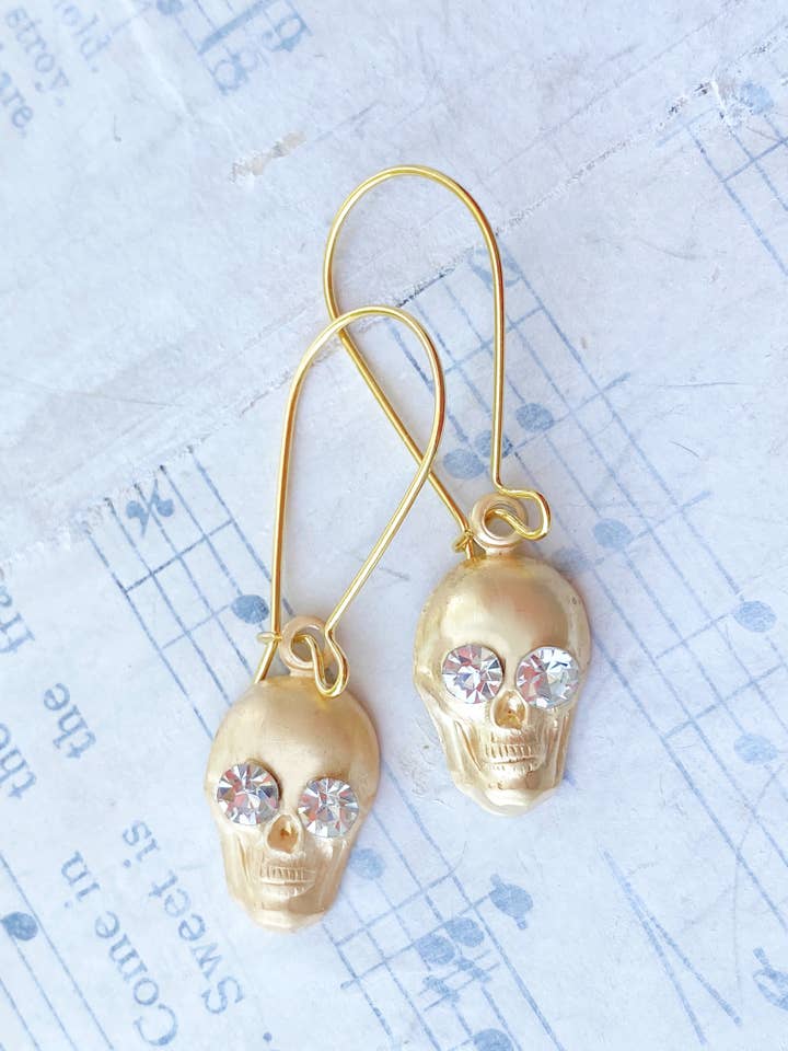 Skull Earrings Skeleton Earrings Goth Pirate Sugar Skull for wholesale by Red Truck Designs