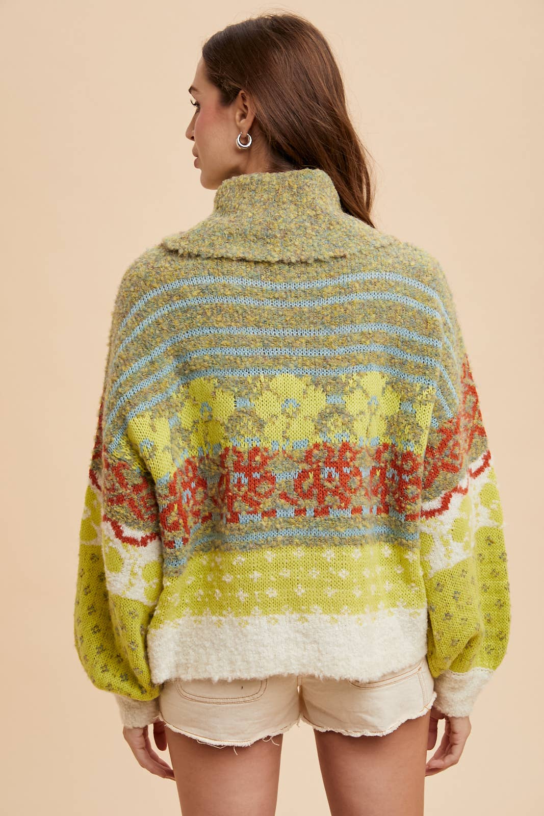 In Loom - Vente Pull en maille – femme - COL ROULÉ EN TRICOT MULTICOLORE8