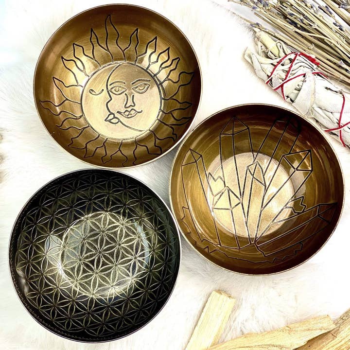 Rock Paradise - Wholesale Decorative plate/dish/bowl - Crystal Offering Bowl Brass - Crystal Holder (RK16-58)1