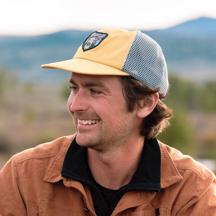 Bear Face Yellow Backpack Hat for wholesale by Atomicchild