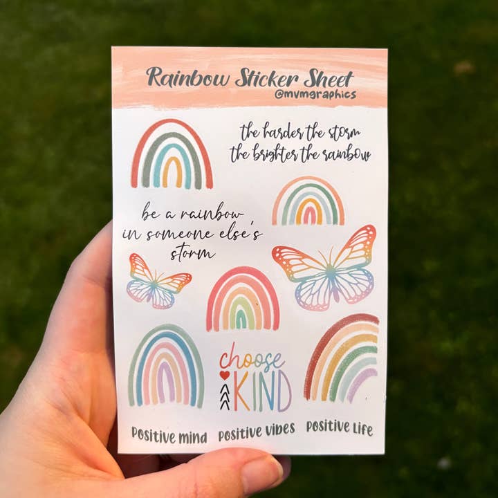 Rainbow Sticker Sheet Set for wholesale by MVM Graphics