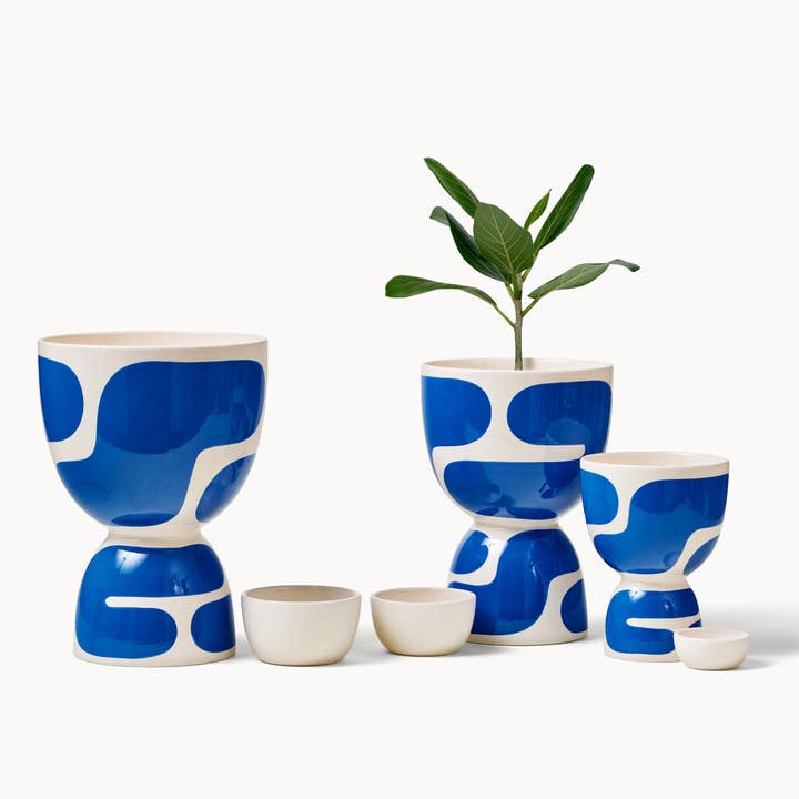 Cobalt Color Block Stacked Planters (Gloss) for wholesale by Franca