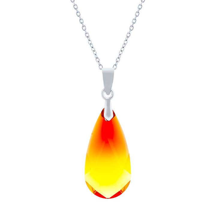 Collier à pendentif classique en cristal autrichien avec opale de feu pour la vente par Byzantium Collection Ltd