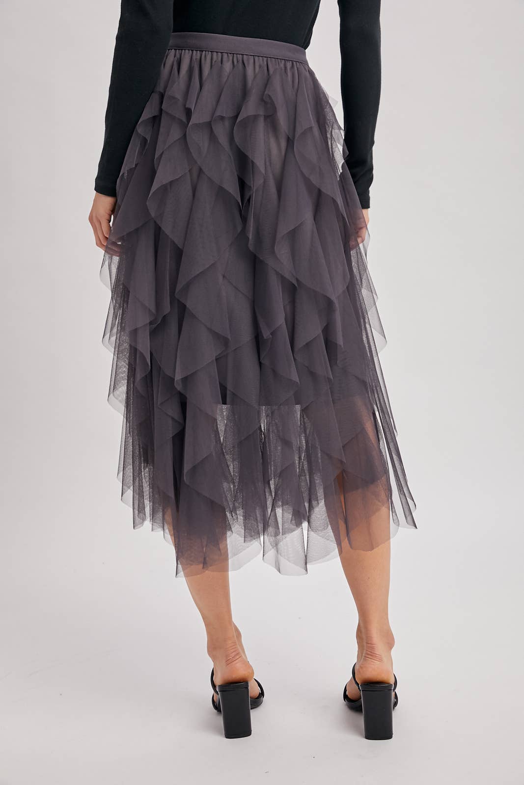 Bluivy - Wholesale Skirt - Women's - SPRIAL RUFFLED TULLE MIDI SKIRT5