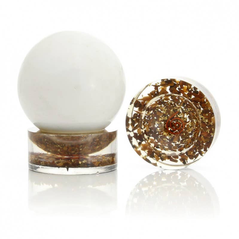 UniArt – wholesale Andlig sten/kristall – Orgonitebas för sfär med kopparspiral och stenskärvor4