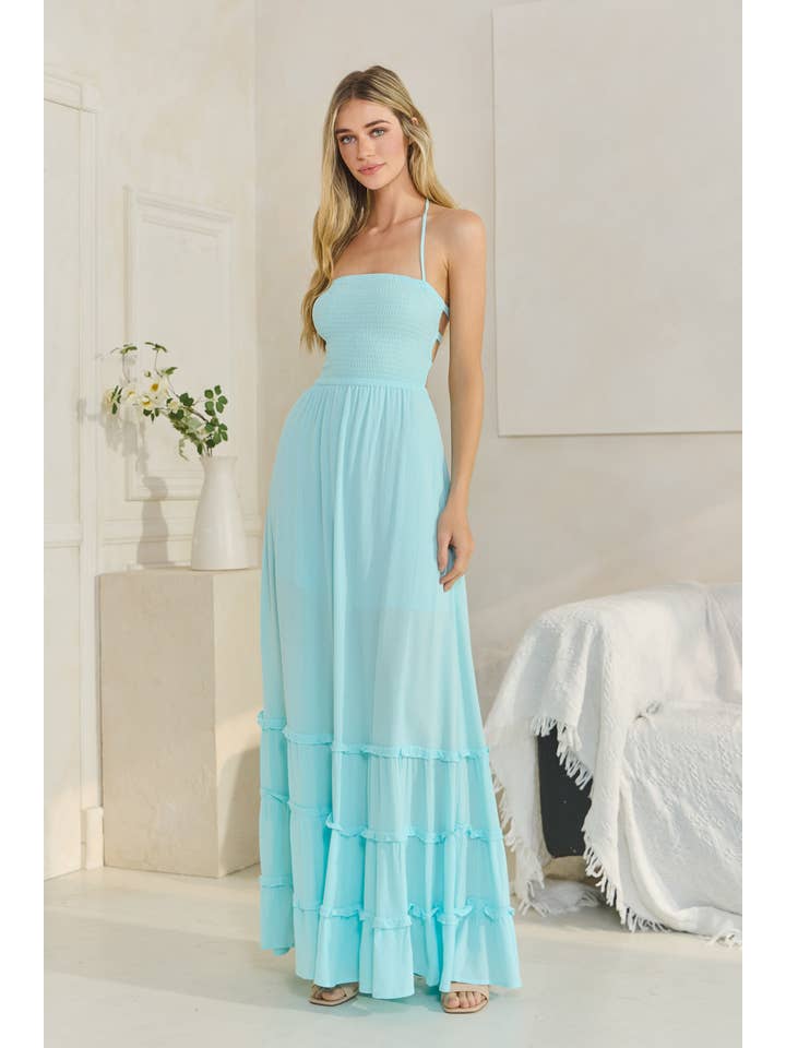 Honey Mango - Wholesale Dress - Women's - MD1492- Smocked tiered maxi dress