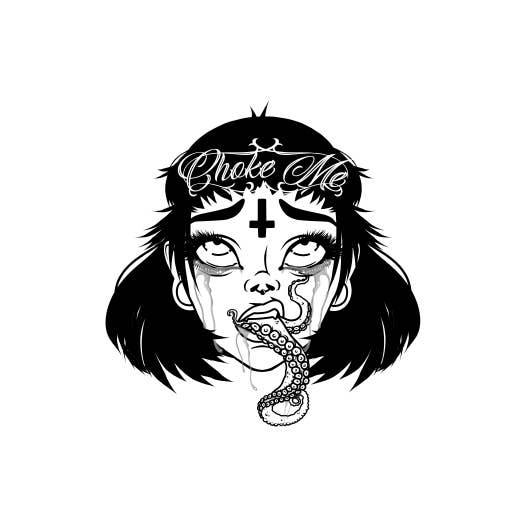 Bianco Choke Me Black & White - T-shirt a collo ampio da donna in vendita all'ingrosso su Faire