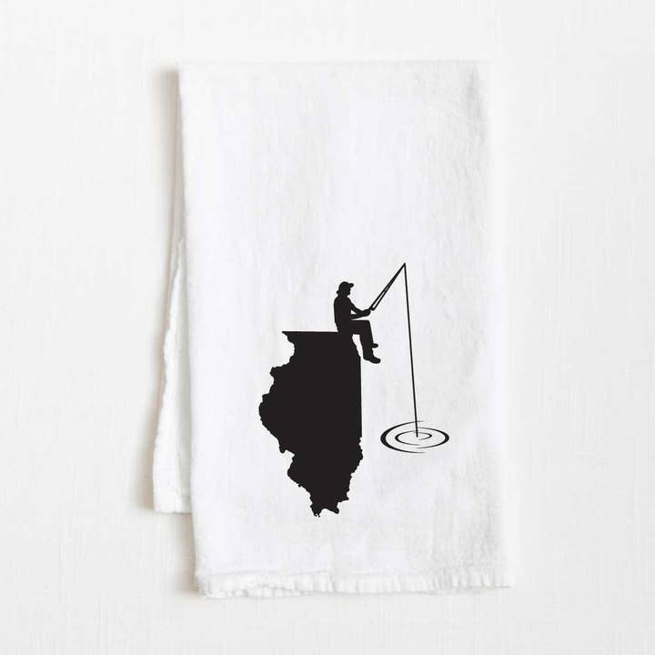 Pano de Cozinha de Saco de Farinha do Estado de Pesca de Illinois - 36” x 32” por atacado de Towel Town