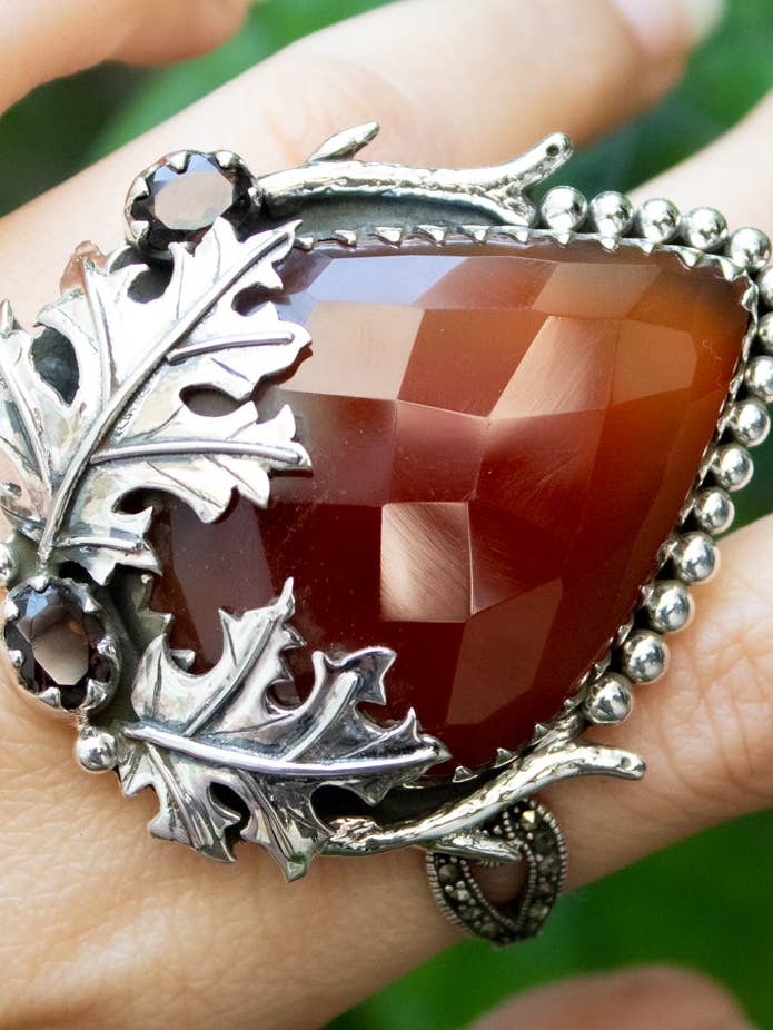 Autumn Forest – Red onyx with Smokey Ring, AR-7673 for wholesale by Ambra Jewels