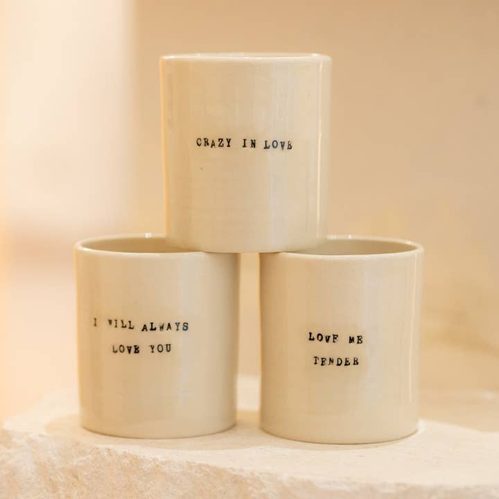 Large handmade Valentine's Day love tea coffee mug for wholesale by Claycraft