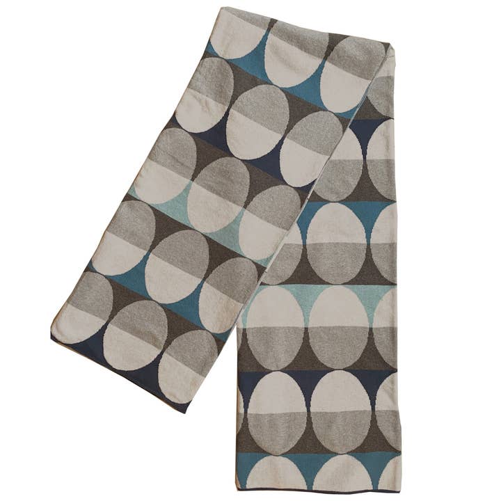 Funky Doris – Engroshandel Tæppe – Olivia Tæppe Blå, Blødt Jacquardstrikket Bomuld1