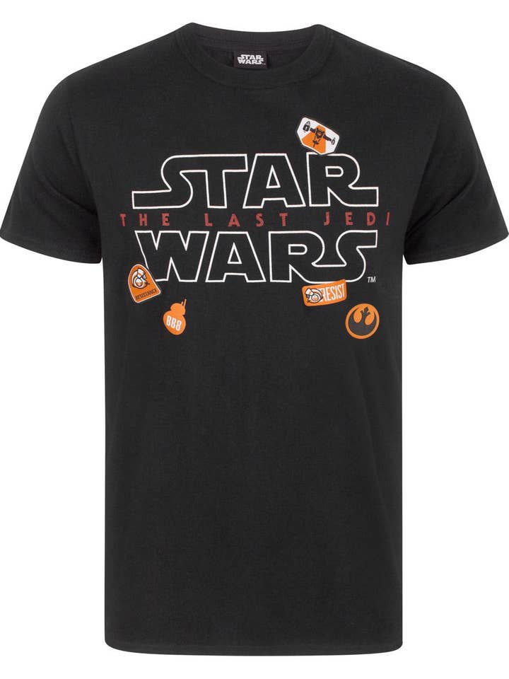 Star Wars Heren Zwart Badges T-shirt met Korte Mouwen voor wholesale door Vanilla Underground