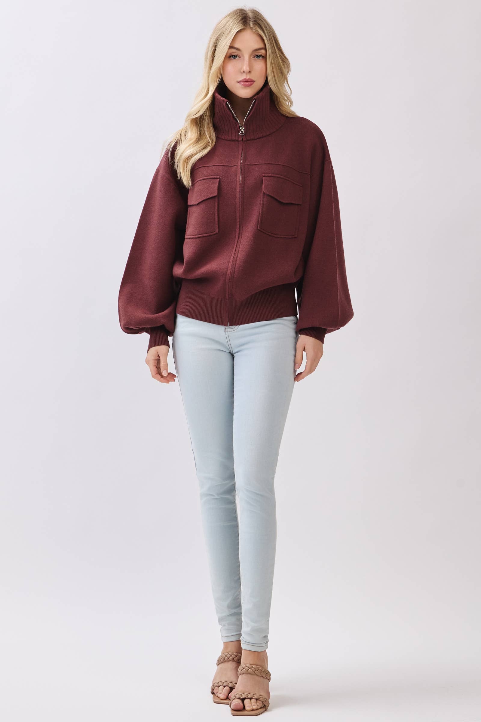 Calista - Wholesale Bomber Jacket - Women's - SWEATER BOMBER JACKET - VW613312