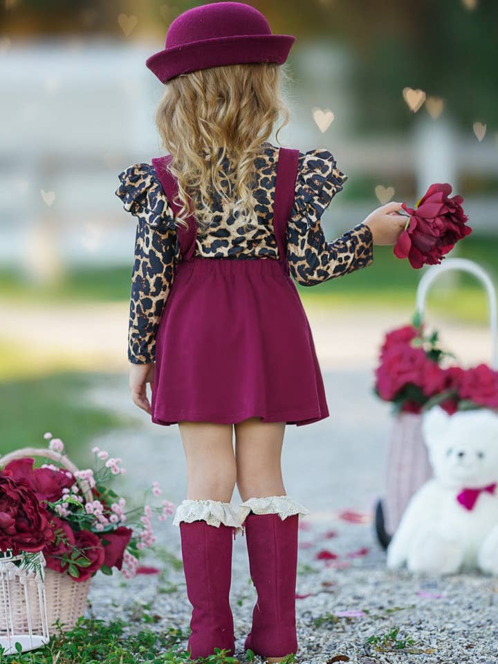 Burgundy Wild Love Suspender Skirt Set for wholesale on Faire