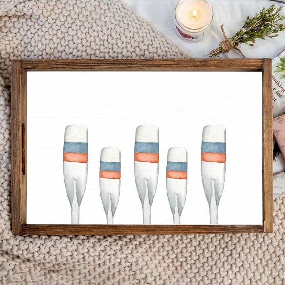 Akvarel årer træ serveringsbakke for engroshandel hos Rustic Marlin