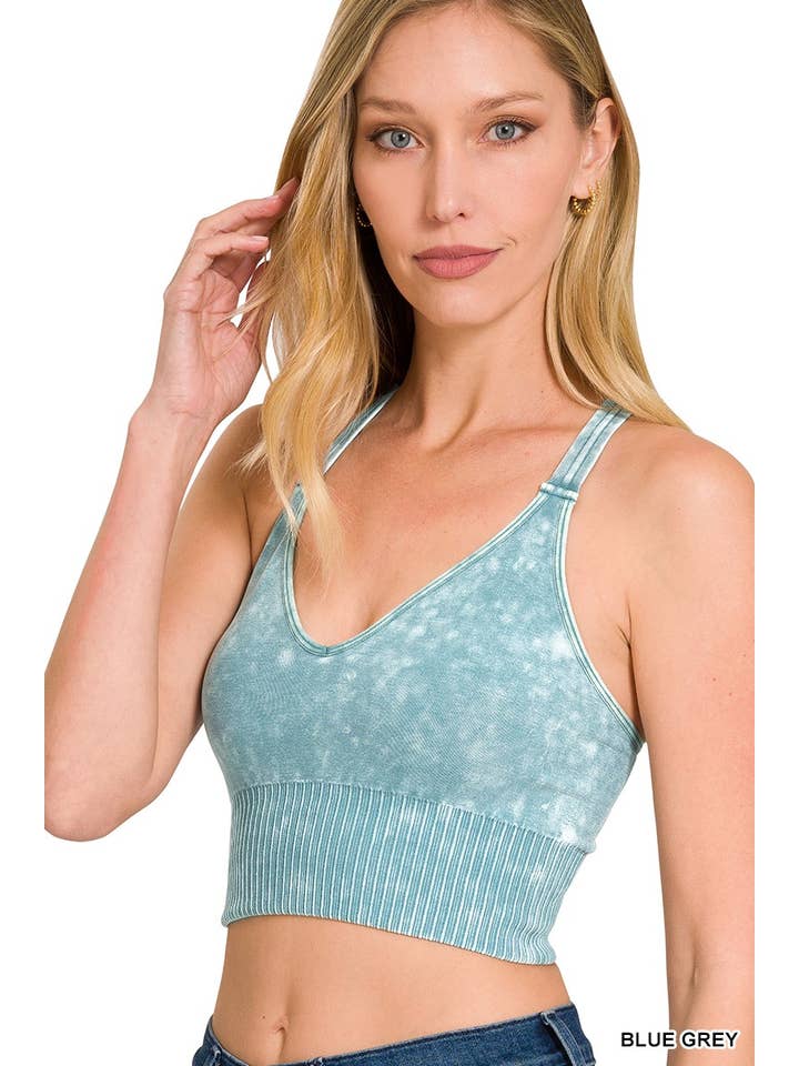 42POPS - Wholesale Tank Top - Women's - `.Washed Seamless Bra Cross Back