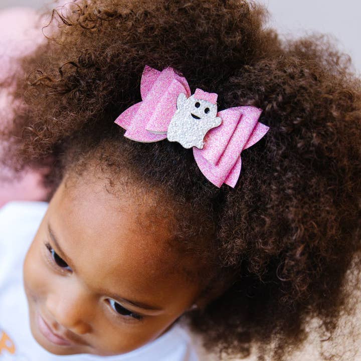 Sweet Wink - Wholesale Hair Bow - Kids - Girly Ghost Halloween Bow Clip - Kids Halloween Hair Clip