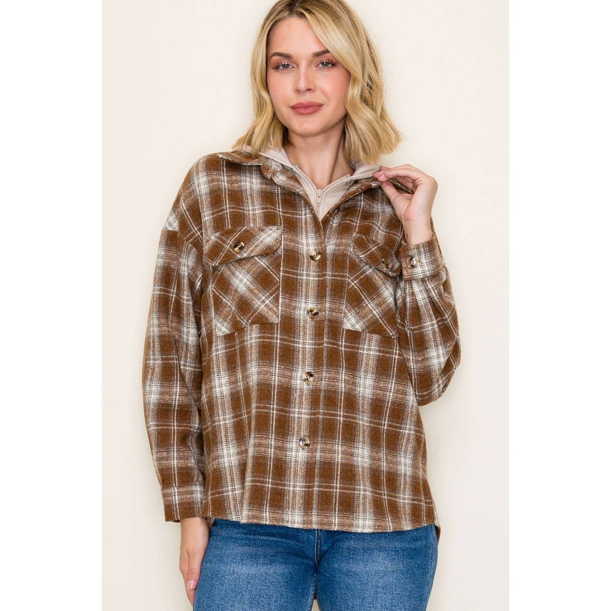 STACCATO - Wholesale Jacket - Women's - TWOFER FRENCH TERRY PLAID JACKET14