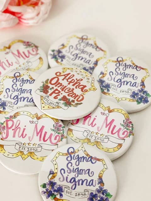 Sorority 3" Crest Buttons for wholesale by Rush: Greek Gifts