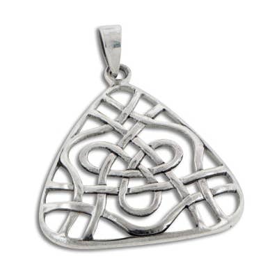 Open Celtic Trinity Knot Triangle Sterling Silver Pendant for wholesale by Silver Insanity