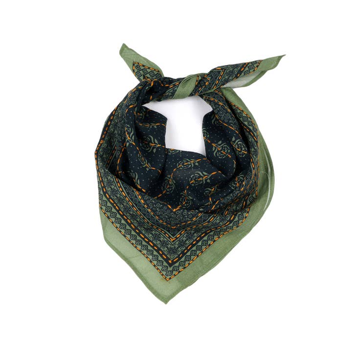 Floral Collage Cotton Bandana – Hunter Green for wholesale by Vismaya - A Brand by Shivani LLC
