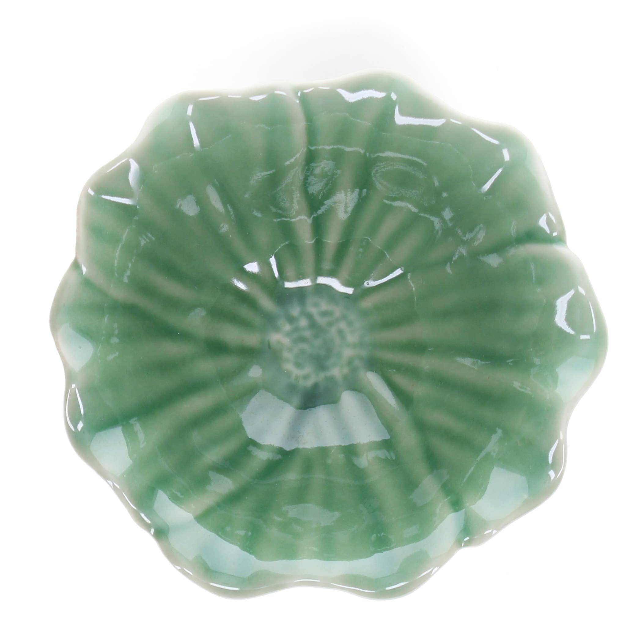 Rex B2B - UK – wholesale Condiment/dip bowl – Ceramic flower bowl 13cm - Green1