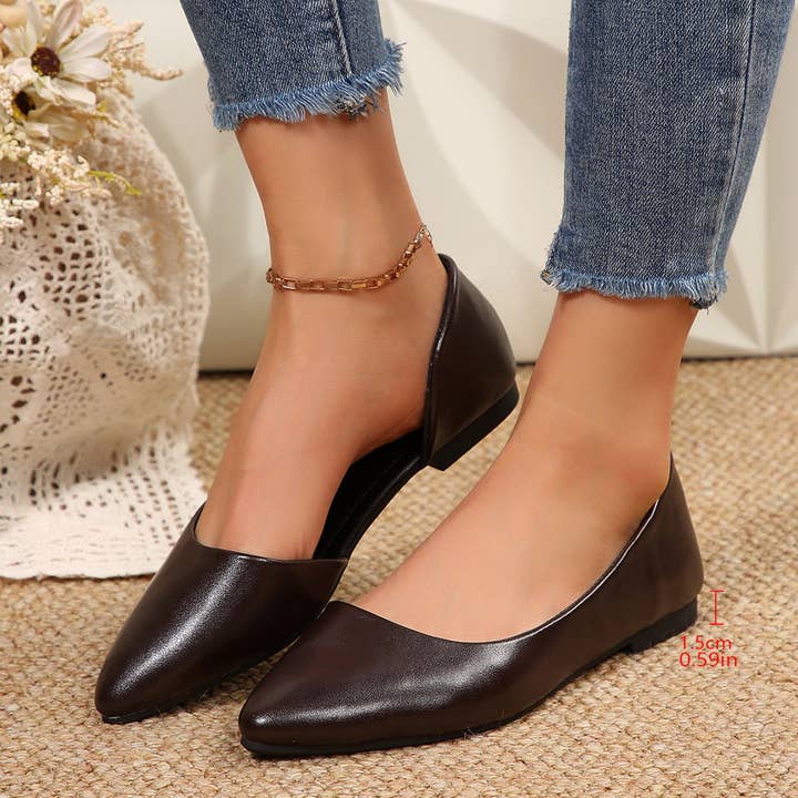 Svelte Seduction - Wholesale Flats – Women’s - Pointed Toe Side Empty Leopard Print Flat Pumps Women Vintage Suede Shallow Mouth Four Seasons Work Shoes4