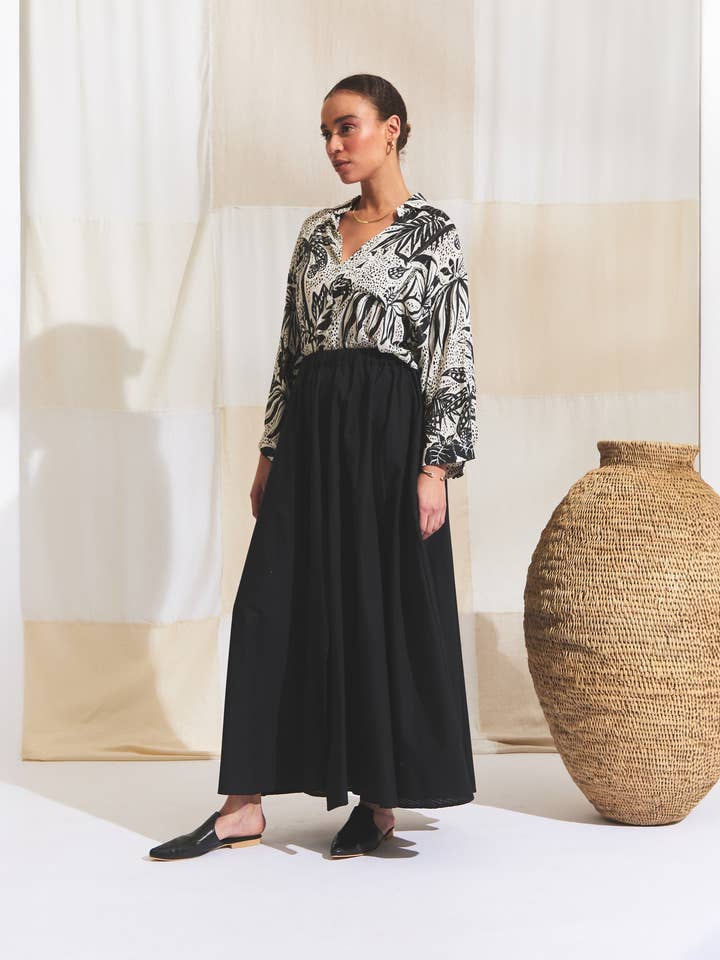 Maxi | Skirt With Slits | Black Check for wholesale by Sitting Pretty