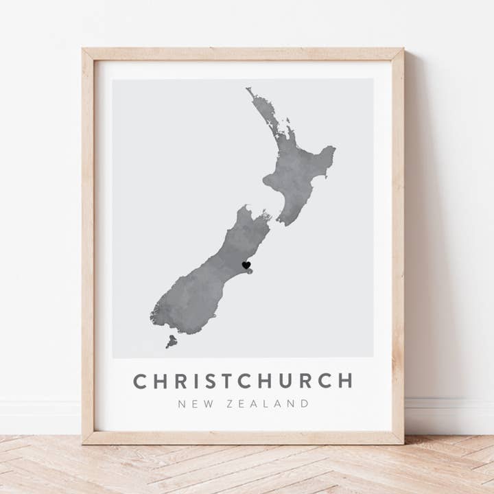Mapa de Christchurch, Nueva Zelanda para venta al por mayor de Backstory Map Co.