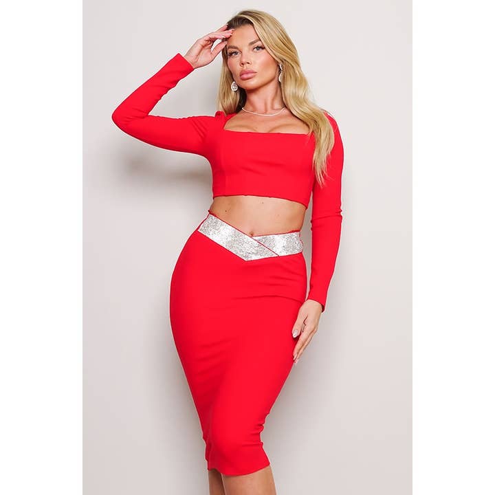 GISELLE EMBELLISHED SKIRT SET for wholesale by CEFIAN FASHION