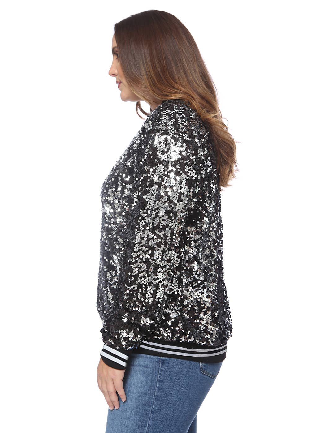 Anna Kaci Wholesale - Wholesale Bomber Jacket - Women's - Plus Size Sequin Bomber Jacket74