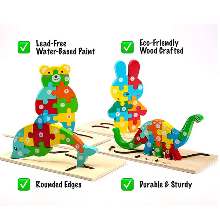 JSBlueRidge Toys - Wholesale Puzzle - Kids - Montessori & Educational Wooden Puzzle Toy- Assorted