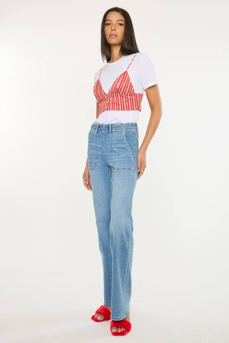 MEDIUM OPEN PACK HIGH RISE WIDE FLARE JEANS-KC9448M for wholesale on Faire3