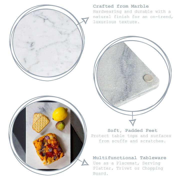 Rinkit Pty Ltd - Wholesale Cutting board - Rectangle Marble Chopping Board - 30cm - White3