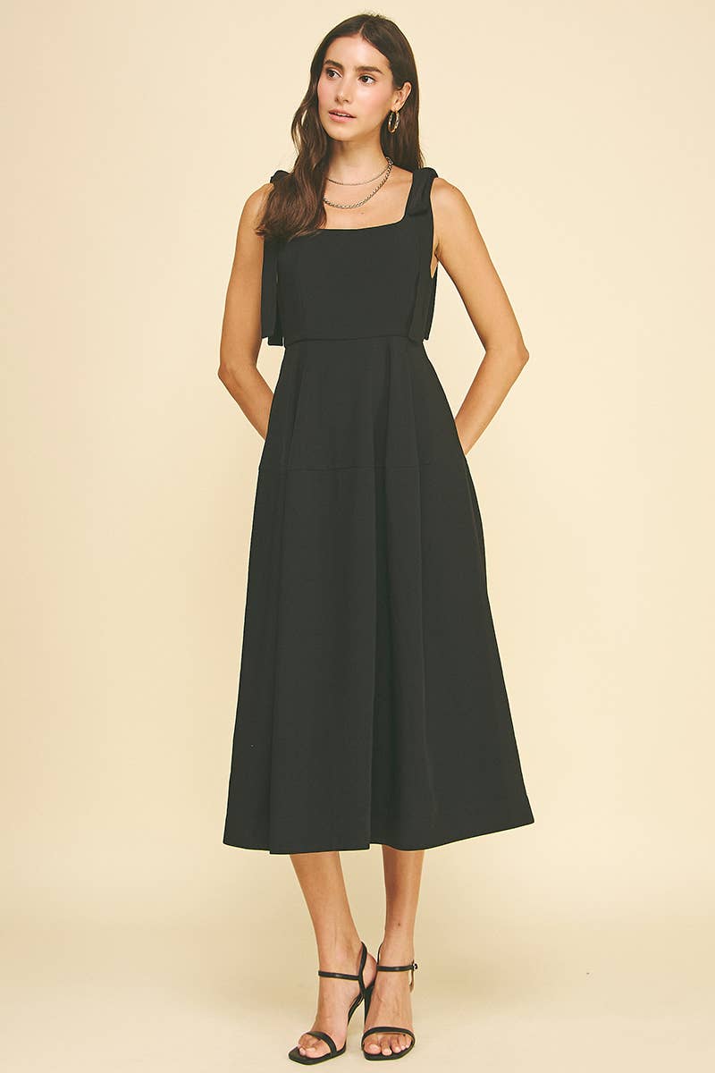 PINCH - Wholesale Dress - Women's - RIBBON DETAILED SLEEVE MIDI DRESS - 6523D6