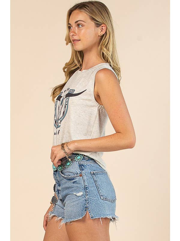 Gruau HAUT SANS MANCHES IMPRIMÉ EN FORME DE FER À CHEVAL AV079-MELINA en vente sur Faire4