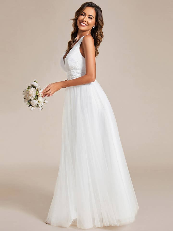 Ever-Pretty - Wholesale Gown – Women's - Backless V Neck Appliques Mesh Bridesmaid Dress7
